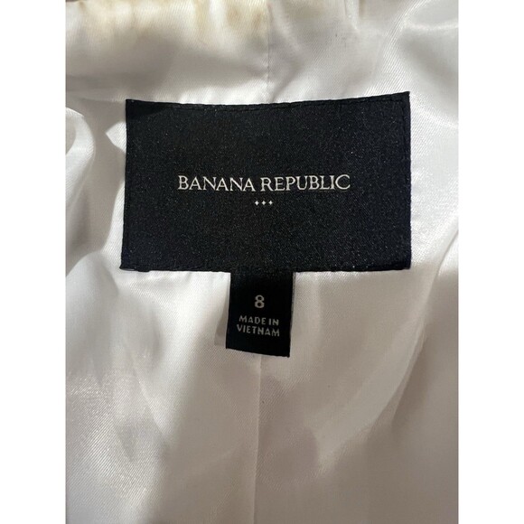 Banana Republic Herringbone Single Button Blazer Off White Rayon Blend Size 8 - Picture 6 of 7